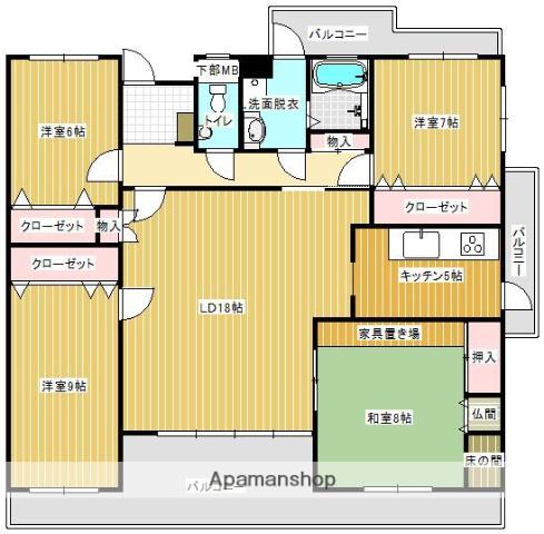 クレール周船寺(4LDK/5階)の間取り写真