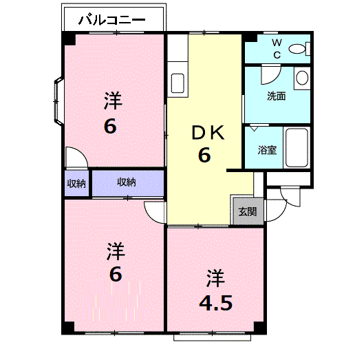 エルディム三島B(3DK/2階)の間取り写真