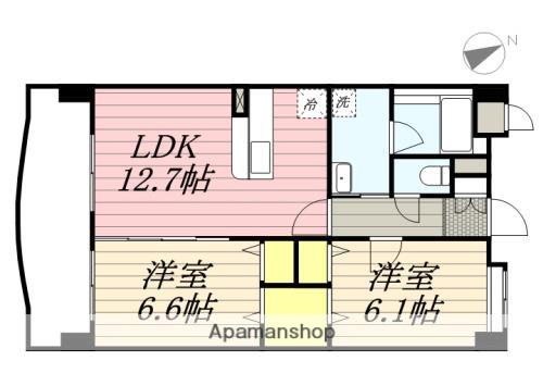 ナウヴィレッジ港(2LDK/7階)の間取り写真
