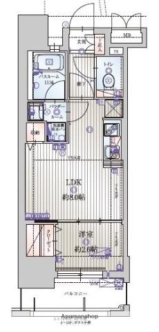 アクタス薬院テラス(1LDK/14階)の間取り写真