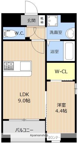 LIBTH西新(1LDK/3階)の間取り写真