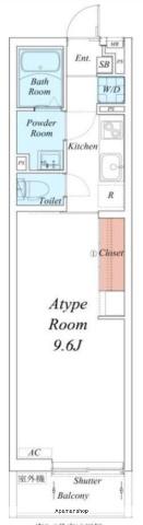 リブリ・百道(1K/1階)の間取り写真