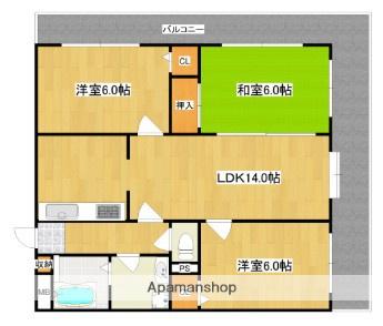 エルグランド大産(3LDK/3階)の間取り写真