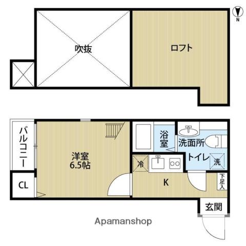 FIS姪浜(1K/1階)の間取り写真