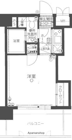 エステートモア博多グラン(1K/2階)の間取り写真