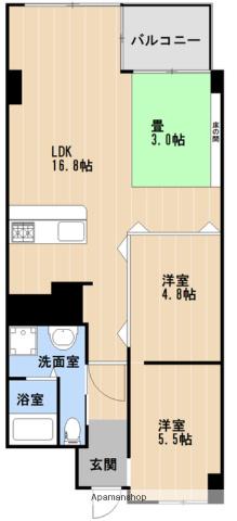 ホワイティ薬院(2LDK/3階)の間取り写真