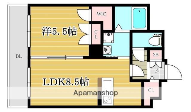 エクセラ大濠公園西(1LDK/4階)の間取り写真
