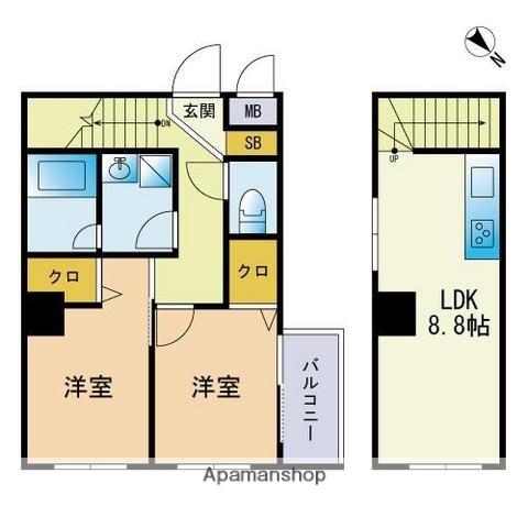 OHMIYA252(2LDK/7階)の間取り写真