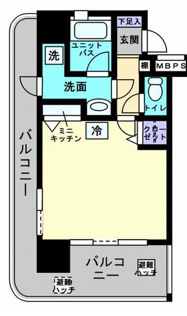 アルファコンフォート福岡西新(1K/12階)の間取り写真