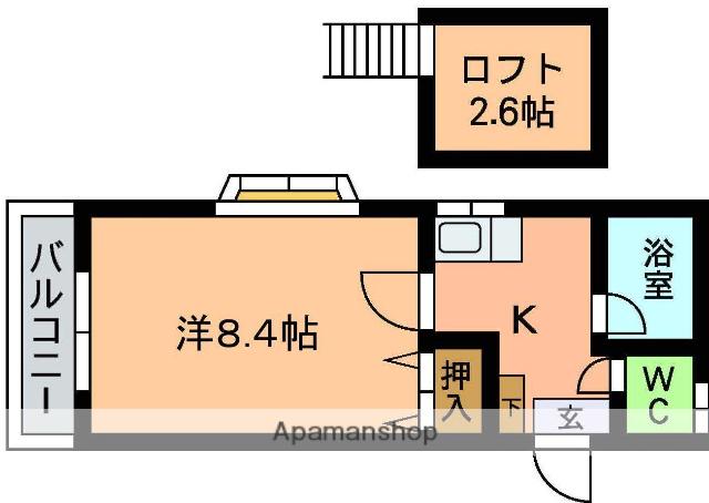 パレット七隈(1K/2階)の間取り写真