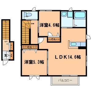 メゾン下方Ⅱ(2LDK/2階)の間取り写真