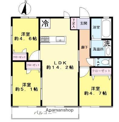 エスポワール大濠西(3LDK/1階)の間取り写真