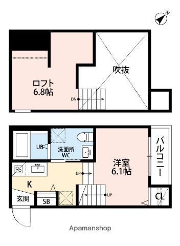 T.A次郎丸4丁目ⅢA棟(ワンルーム/2階)の間取り写真