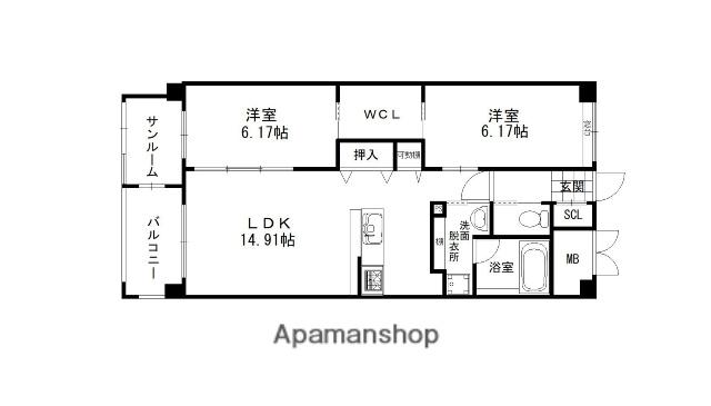 ブリリアント ガーデン(3LDK/5階)の間取り写真