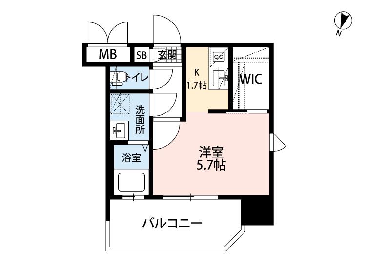 アルファシオリエンソ(1K/7階)の間取り写真