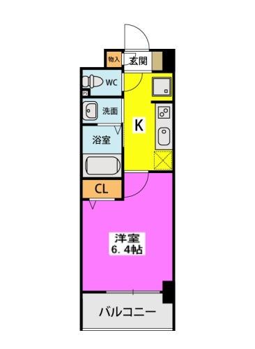 アスミール伊都(1K/5階)の間取り写真