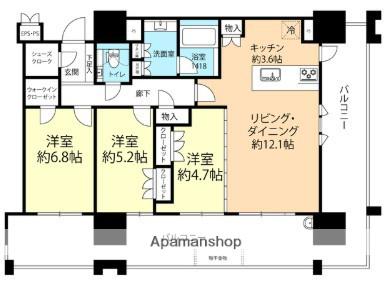 ブランシエラ赤坂はなみずき通(3LDK/10階)の間取り写真
