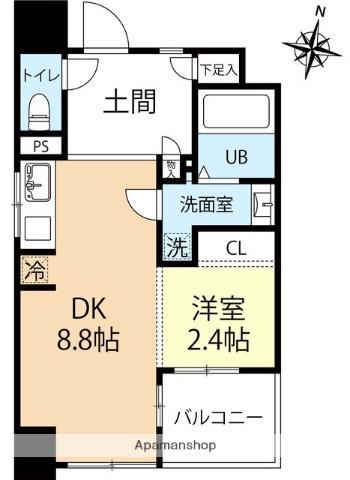 デュオフラッツ西新ウエスト(1LDK/9階)の間取り写真