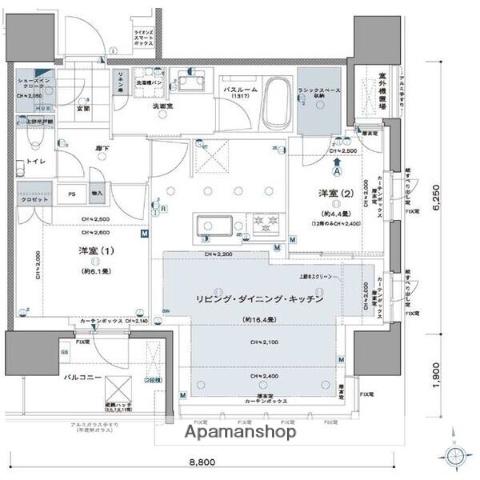 ザ・ライオンズ大濠公園(2LDK/7階)の間取り写真