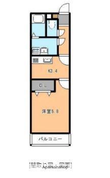 プルメリア 周船寺駅前(1K/2階)の間取り写真