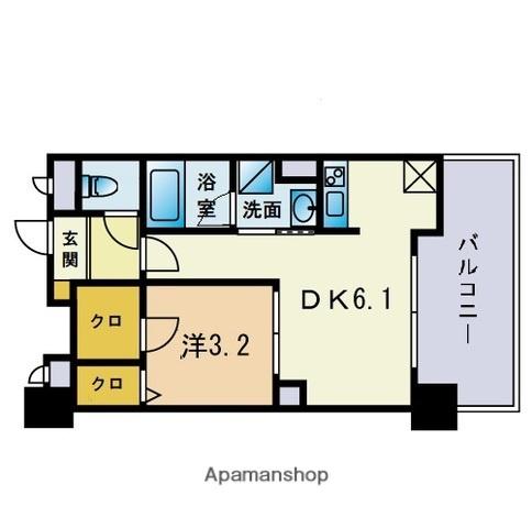 HF平尾レジデンス(1DK/2階)の間取り写真