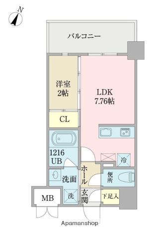 プロシード日赤通(1LDK/8階)の間取り写真