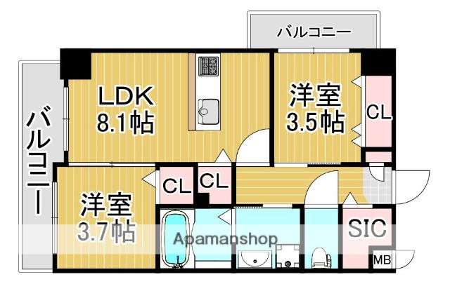 PRIMAVERA大池公園前(2LDK/5階)の間取り写真