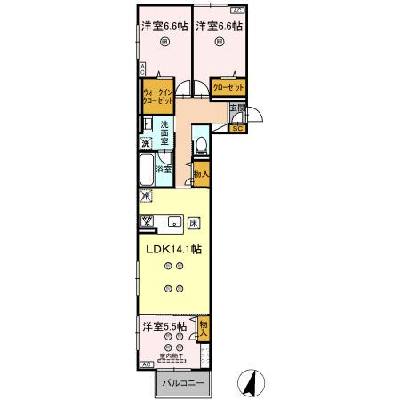TORISIA T サウス(3LDK/1階)の間取り写真
