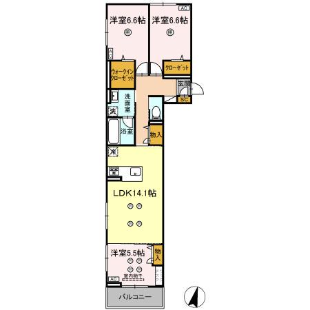 TORISIA T サウス(3LDK/3階)の間取り写真