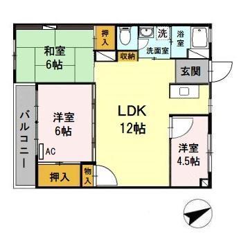 成吉ビル(3LDK/2階)の間取り写真