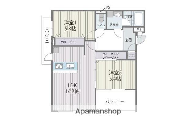 HEIRESS HIRAO(2LDK/4階)の間取り写真