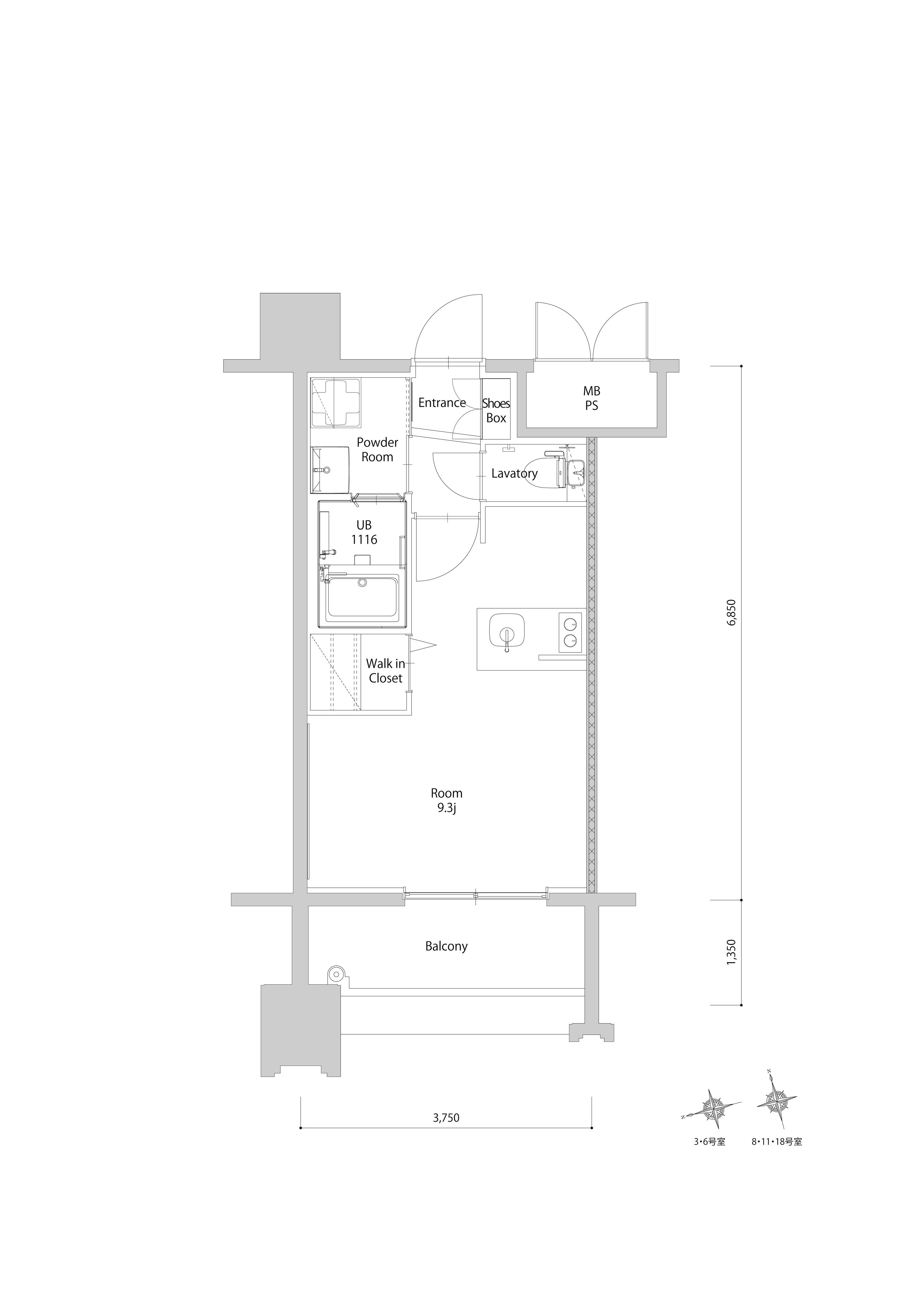 エンクレスト博多EXCEED(ワンルーム/5階)の間取り写真