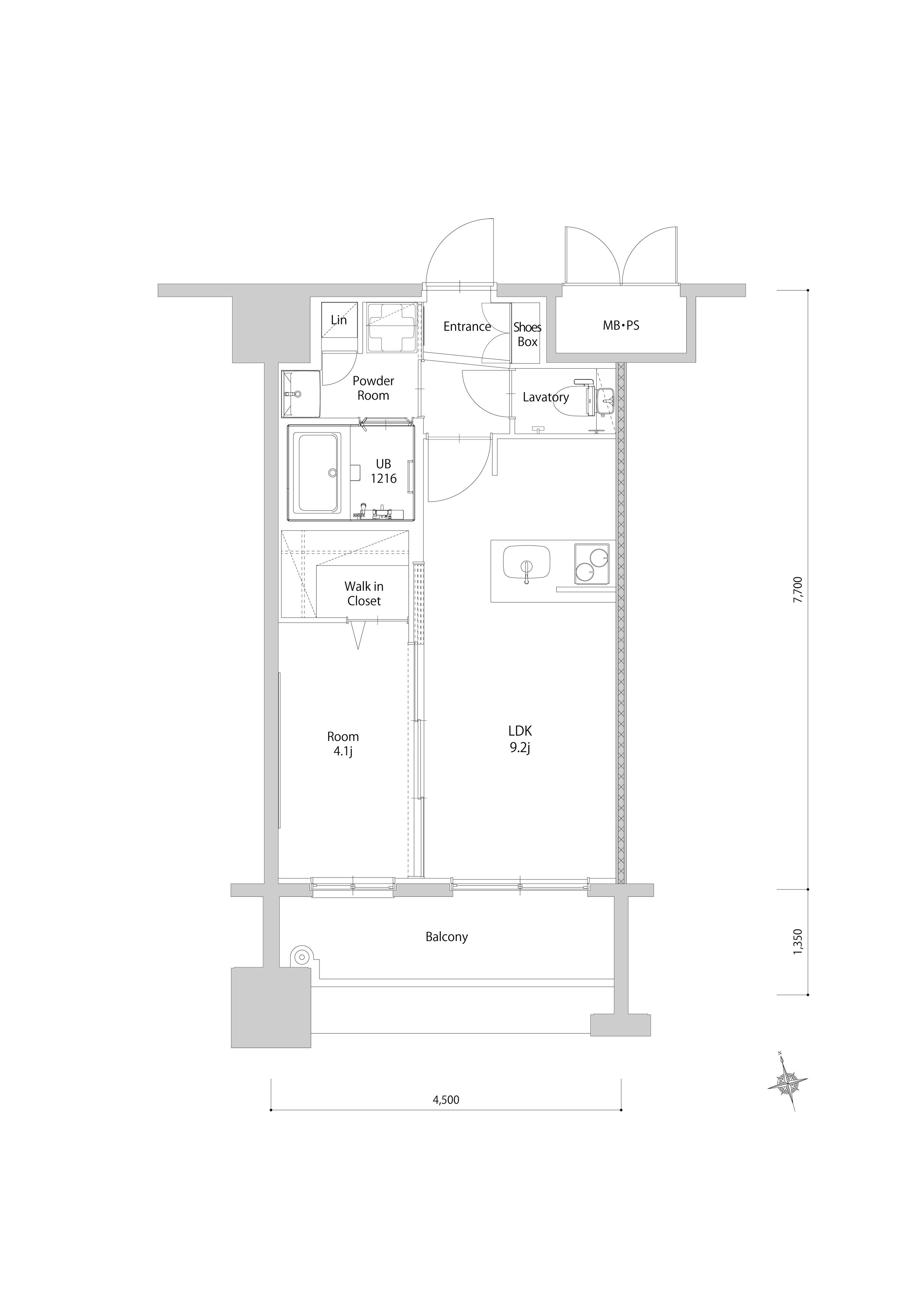 エンクレスト博多EXCEED(1LDK/8階)の間取り写真