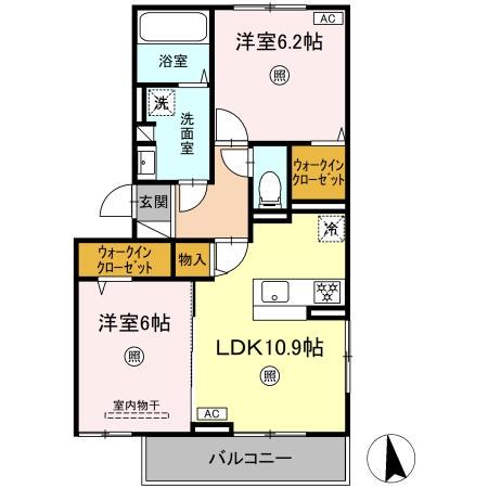 GENTIANA SCABRA(2LDK/2階)の間取り写真