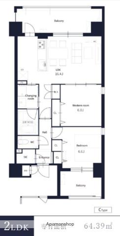 TONOクリスタル上人橋(2LDK/3階)の間取り写真
