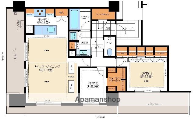 グランドメゾン福岡 THE CENTRAL LUXE(2LDK/12階)の間取り写真