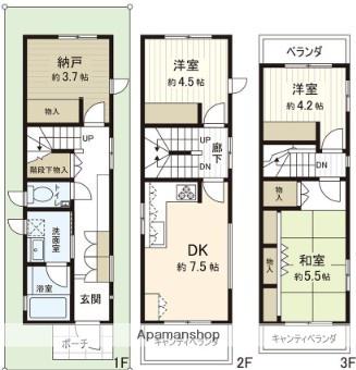 西鉄天神大牟田線 薬院駅 徒歩6分 3階建 築13年(3SDK)の間取り写真