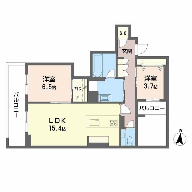 シャーメゾンリュクス大濠(2LDK/2階)の間取り写真