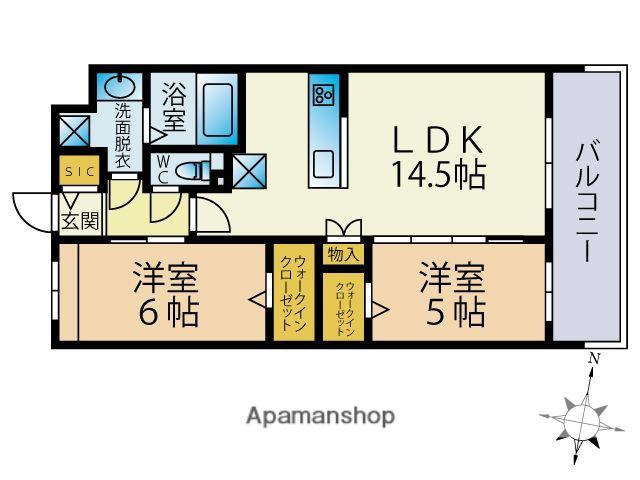 ビーコンヒル田島(2LDK/2階)の間取り写真