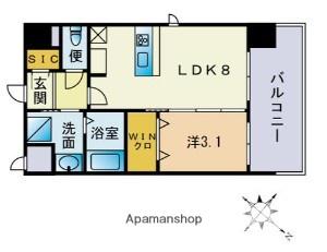 アクシオン高宮駅前グラシア(1LDK/8階)の間取り写真
