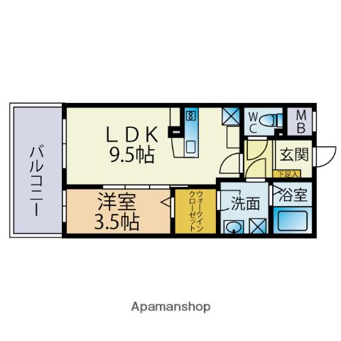 ファーメリー那の川(1LDK/9階)の間取り写真