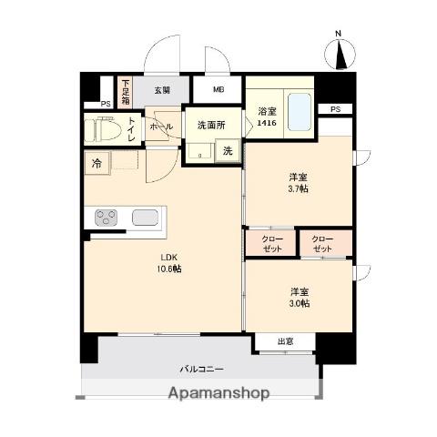 LIVE CASA姪浜(2LDK/11階)の間取り写真