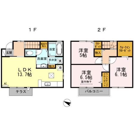 D-ROOMSAITO A棟(3LDK/1階)の間取り写真