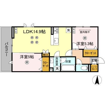 DーROOM今宿駅前1丁目(2LDK/2階)の間取り写真