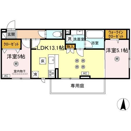 DーROOM今宿駅前1丁目(2LDK/1階)の間取り写真