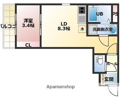ONE FIVE 姪浜(1LDK/3階)の間取り写真