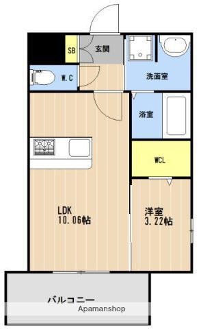 LIBTH姪浜駅前(1LDK/6階)の間取り写真