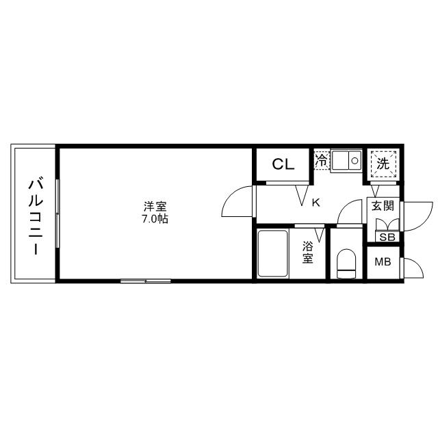 ステイツ高宮(1K/2階)の間取り写真