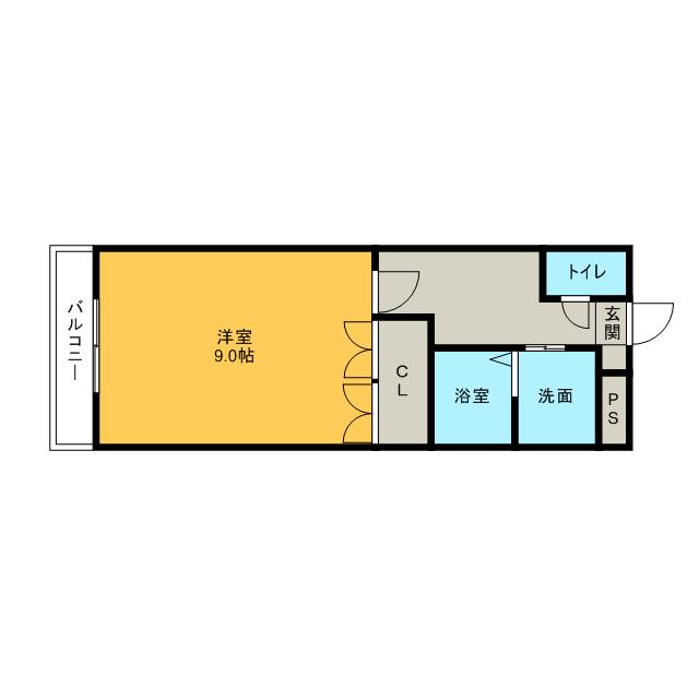 ユースパレスⅥ(1K/2階)の間取り写真