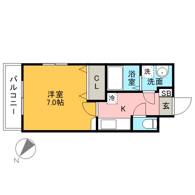 エンクレスト博多駅前Ⅲ(1K/7階)の間取り写真